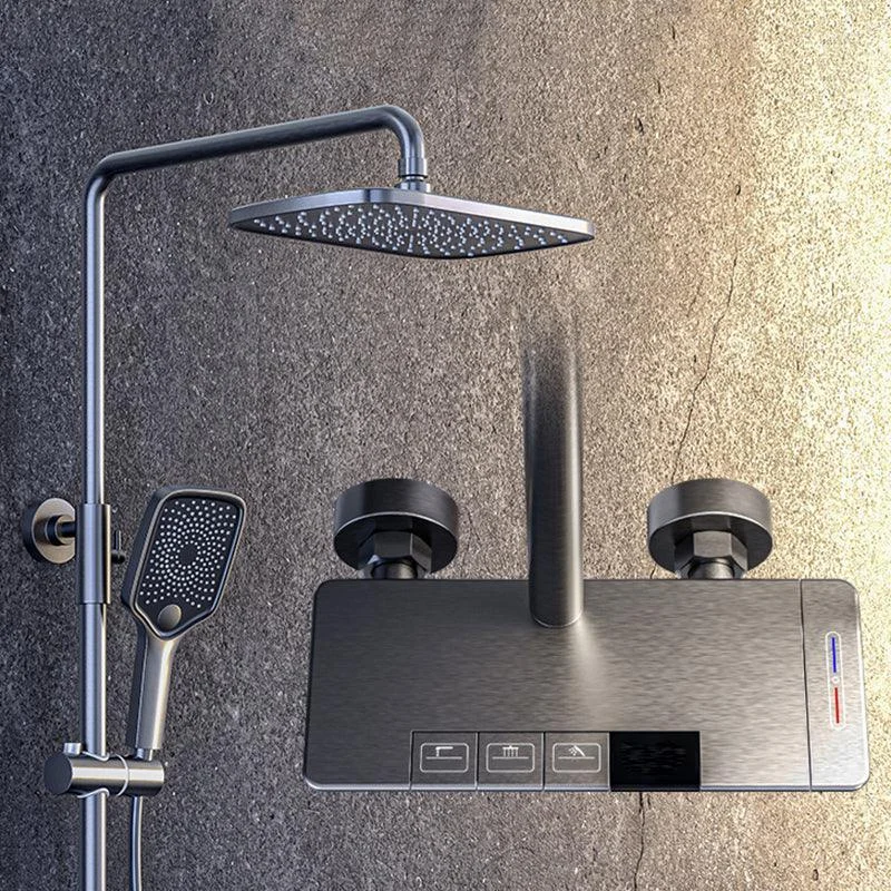 Modern Pressure Balanced Diverter Valve Shower Tap Square Shower System on Wall -Bathlova