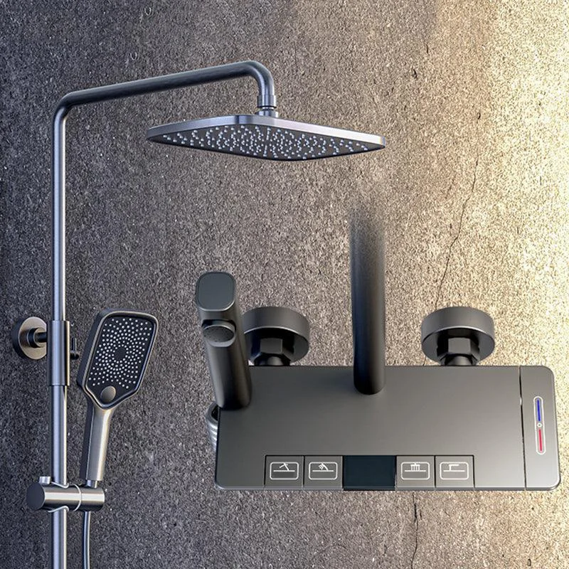 Modern Pressure Balanced Diverter Valve Shower Tap Square Shower System on Wall -Bathlova