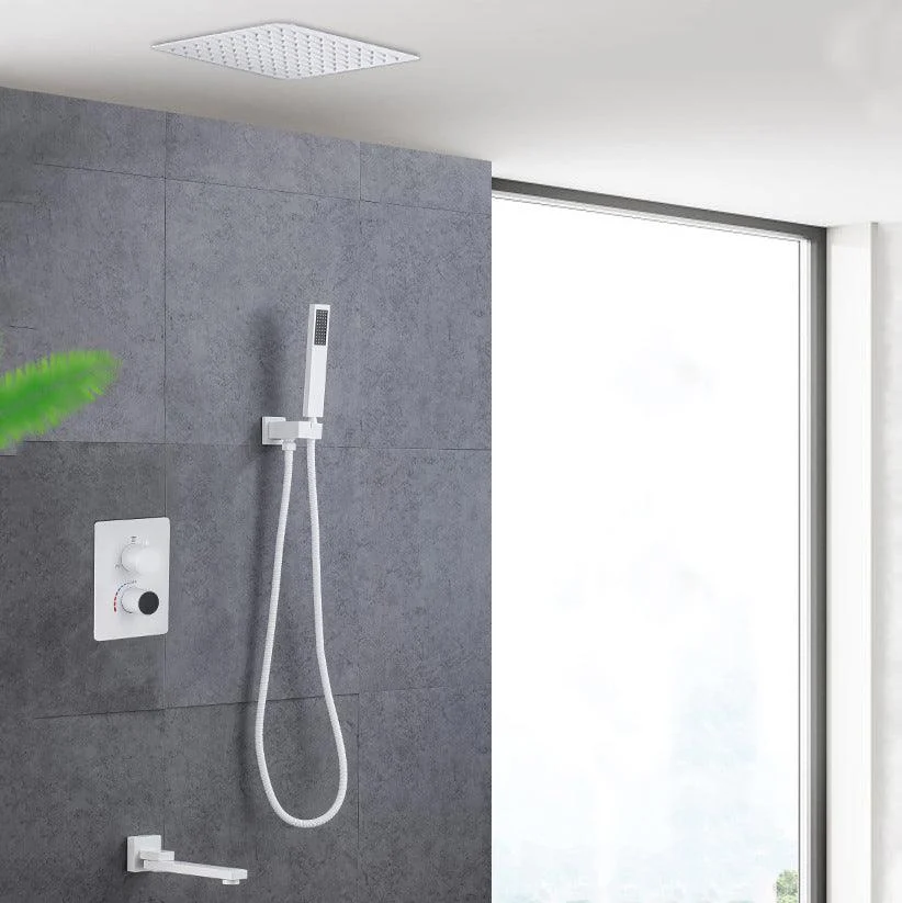 Modern Pressure Balanced Shower Tap Square Constant Temperature Shower System on Wall -Bathlova