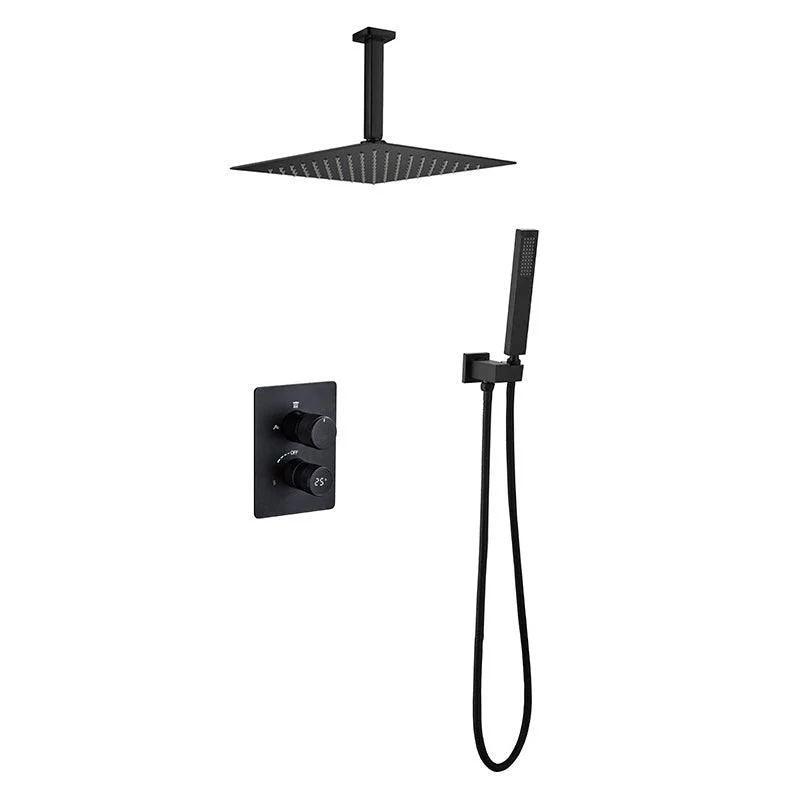 Modern Pressure Balanced Shower Tap Square Constant Temperature Shower System on Wall -Bathlova