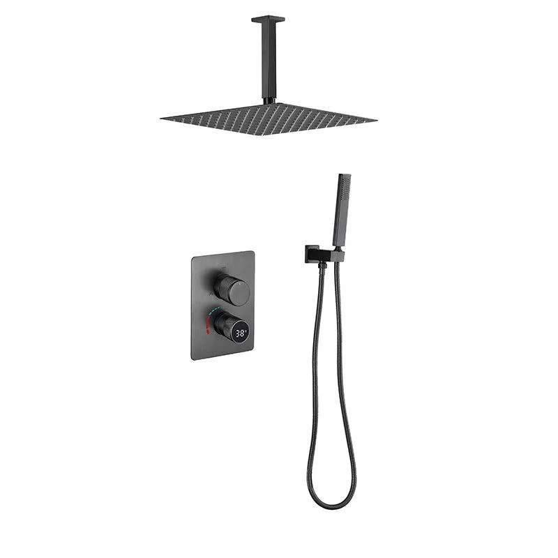 Modern Pressure Balanced Shower Tap Square Constant Temperature Shower System on Wall -Bathlova