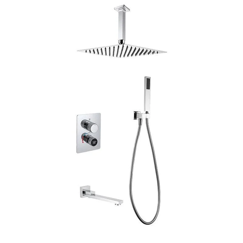 Modern Pressure Balanced Shower Tap Square Constant Temperature Shower System on Wall -Bathlova