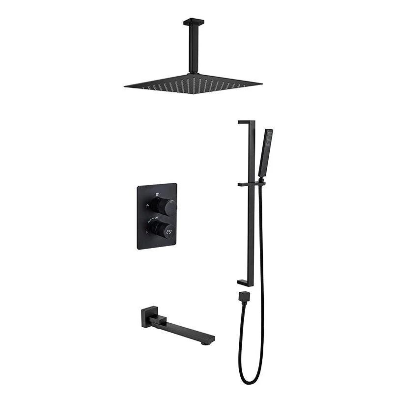 Modern Pressure Balanced Shower Tap Square Constant Temperature Shower System on Wall -Bathlova