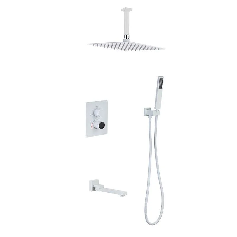 Modern Pressure Balanced Shower Tap Square Constant Temperature Shower System on Wall -Bathlova