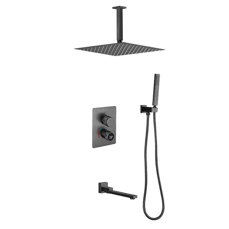 Modern Pressure Balanced Shower Tap Square Constant Temperature Shower System on Wall -Bathlova