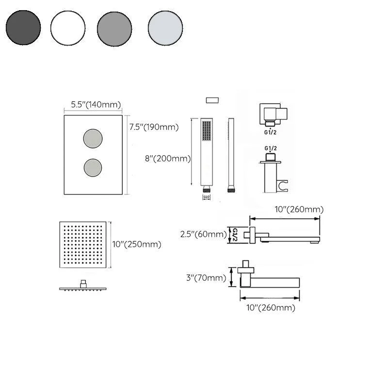 Modern Pressure Balanced Shower Tap Square Constant Temperature Shower System on Wall -Bathlova