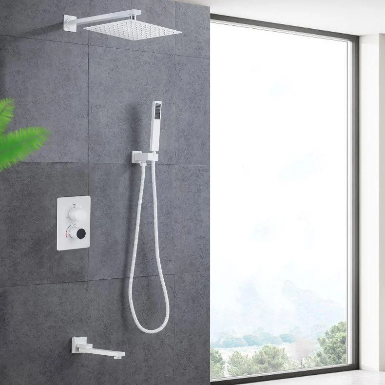 Modern Pressure Balanced Shower Tap Square Constant Temperature Shower System on Wall -Bathlova