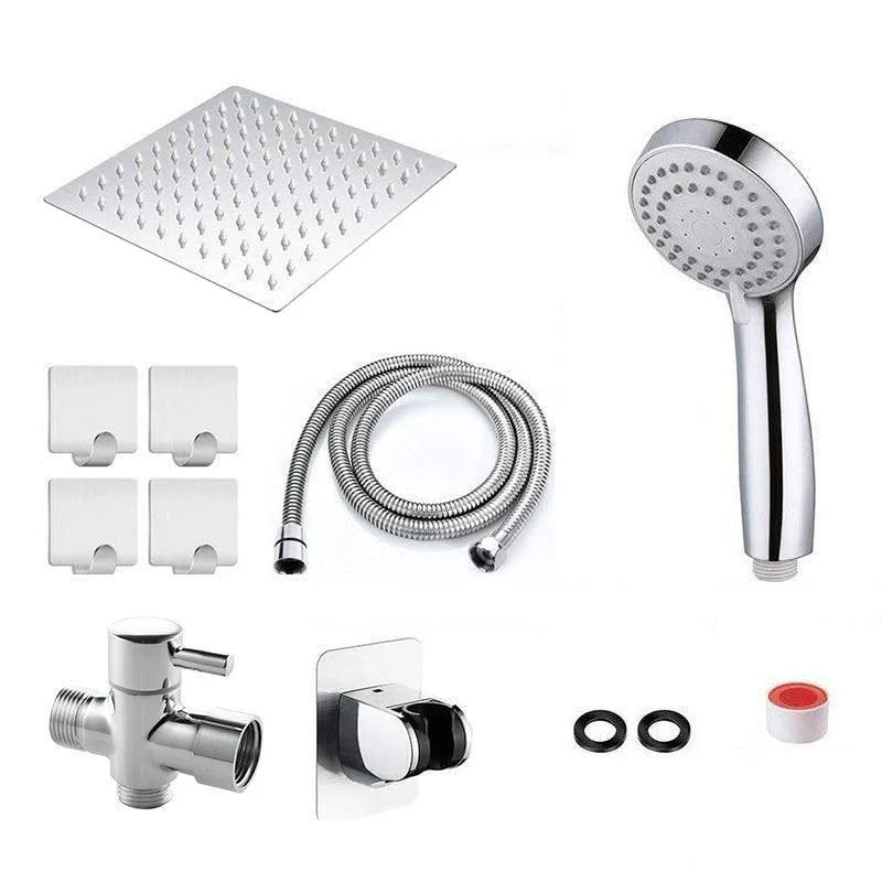 Modern Pull down Dual Shower Head Square High Arch Shower Head Combo -Bathlova