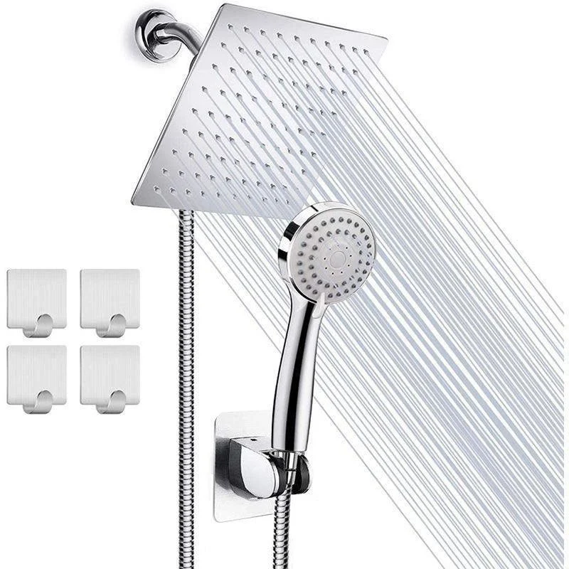 Modern Pull down Dual Shower Head Square High Arch Shower Head Combo -Bathlova