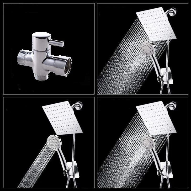 Modern Pull down Dual Shower Head Square High Arch Shower Head Combo -Bathlova