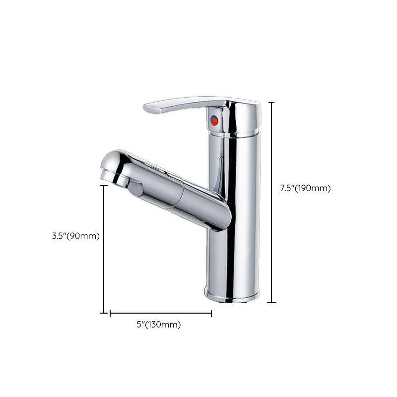 Modern Pull Out Centerset Tap Single Handle Bathroom Vessel Tap -Bathlova