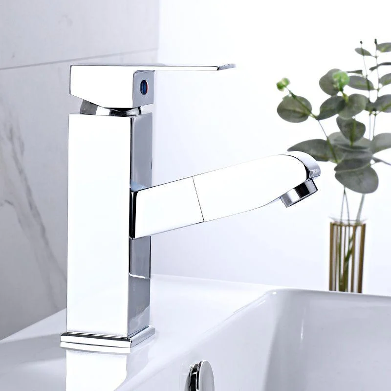 Modern Pull Out Centerset Tap Single Handle Bathroom Vessel Tap -Bathlova