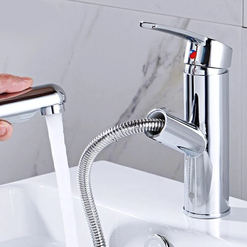 Modern Pull Out Centerset Tap Single Handle Bathroom Vessel Tap -Bathlova