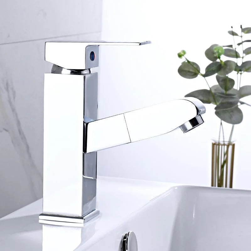 Modern Pull Out Centerset Tap Single Handle Bathroom Vessel Tap -Bathlova