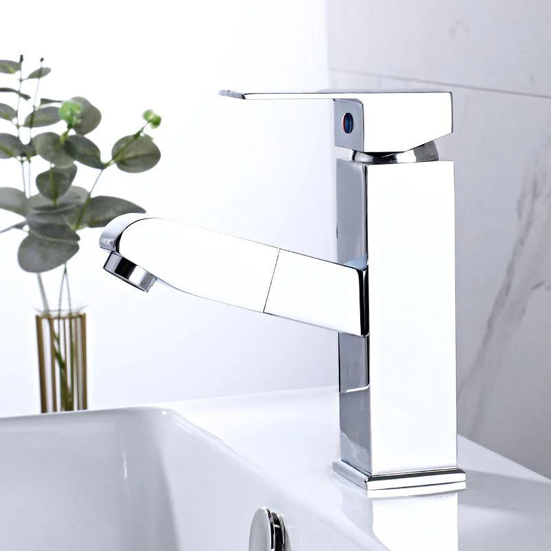 Modern Pull Out Centerset Tap Single Handle Bathroom Vessel Tap -Bathlova