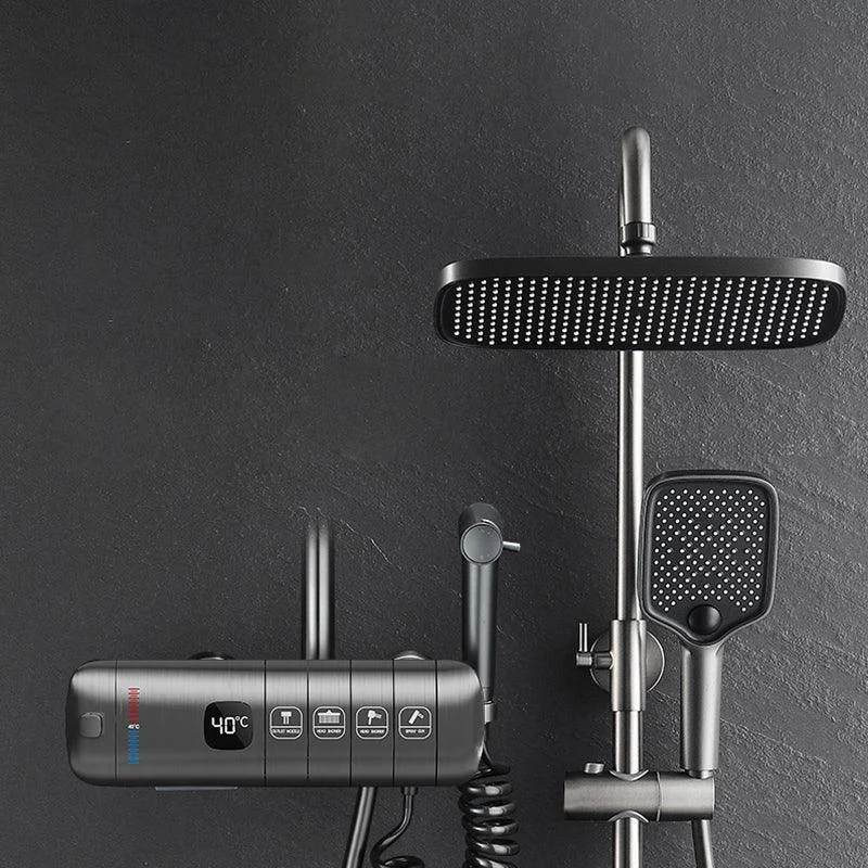 Modern Push Button Shower System Slide Bar Included Shower Head Combo -Bathlova