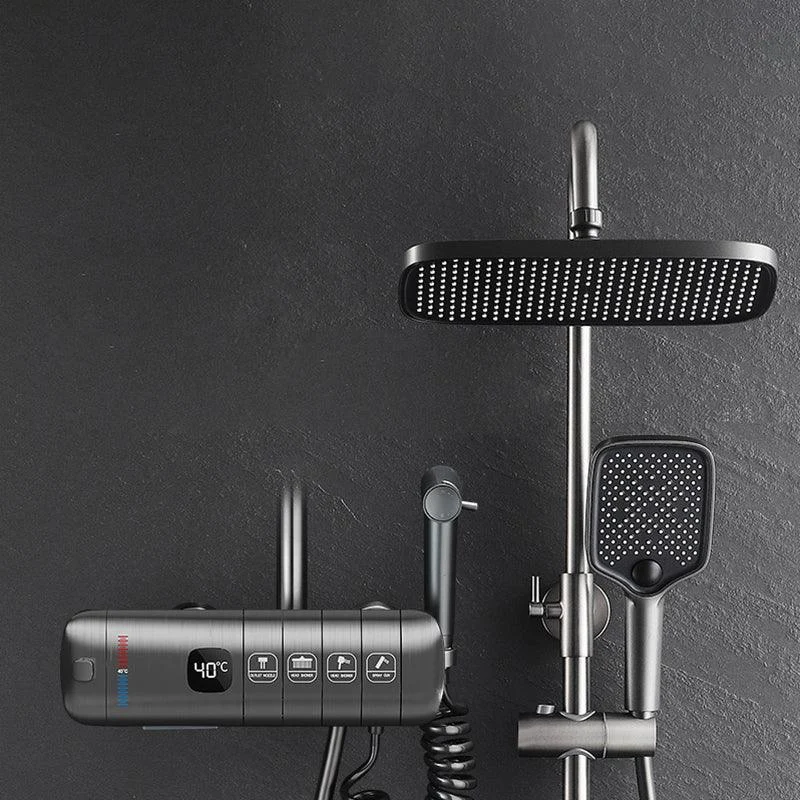 Modern Push Button Shower System Slide Bar Included Shower Head Combo -Bathlova