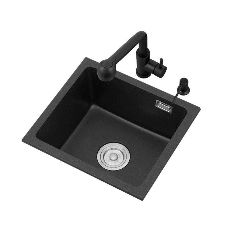 Modern Quartz Sink Black Tap Kitchen Sink with Adjustable Tray -Bathlova