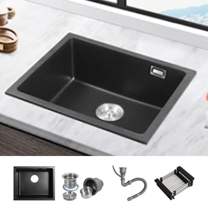 Modern Quartz Sink Black Tap Kitchen Sink with Adjustable Tray -Bathlova