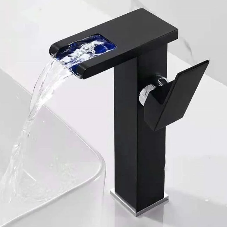 1-Handle Basin Lavatory Tap 1-Hole Widespread Bathroom Vessel Tap with LED Lighting -Bathlova