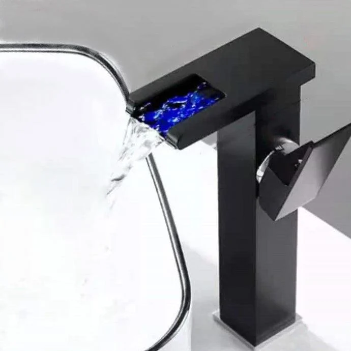 1-Handle Basin Lavatory Tap 1-Hole Widespread Bathroom Vessel Tap with LED Lighting -Bathlova