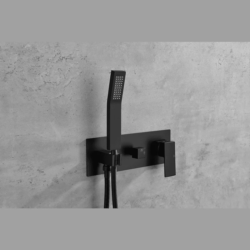 10" Brass Matte Black Rainfall Shower System with Handheld Sprayer -Bathlova