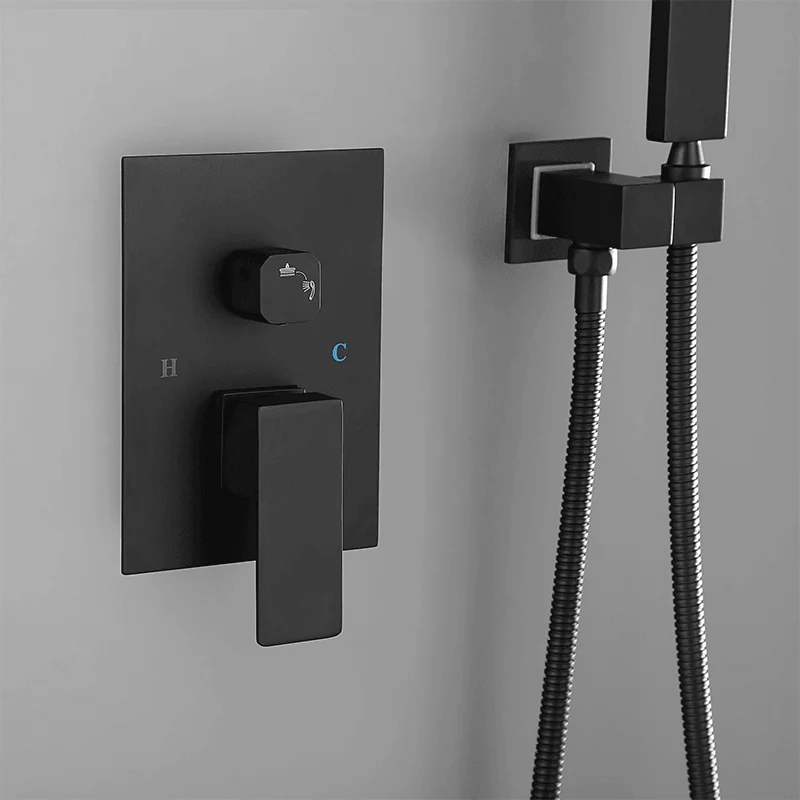 10" Luxury Wall Mounted Rain Mixer Shower System in Matte Black -Bathlova