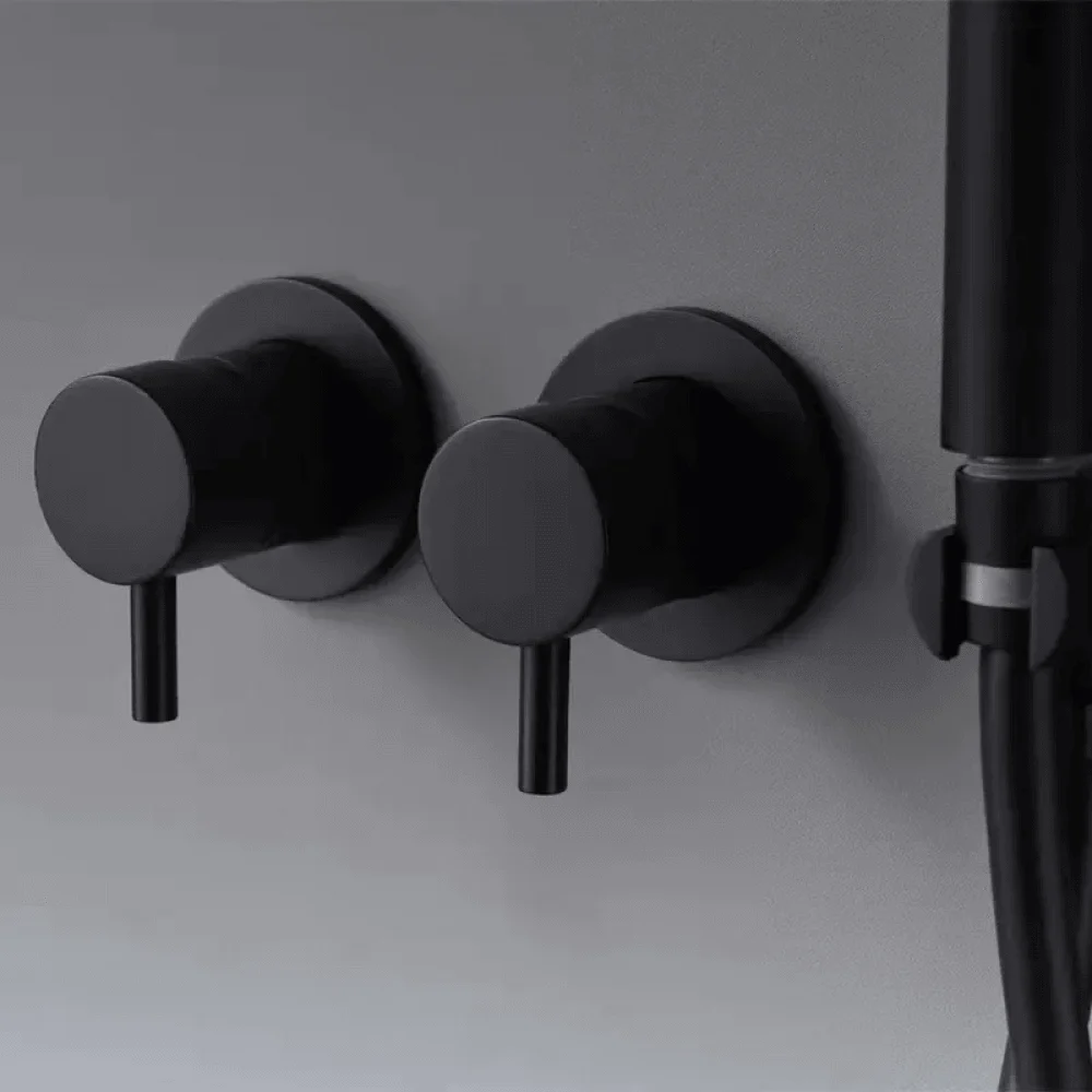 10" Wall-Mounted Round Black Shower System with Hand Shower - 2-Function -Bathlova