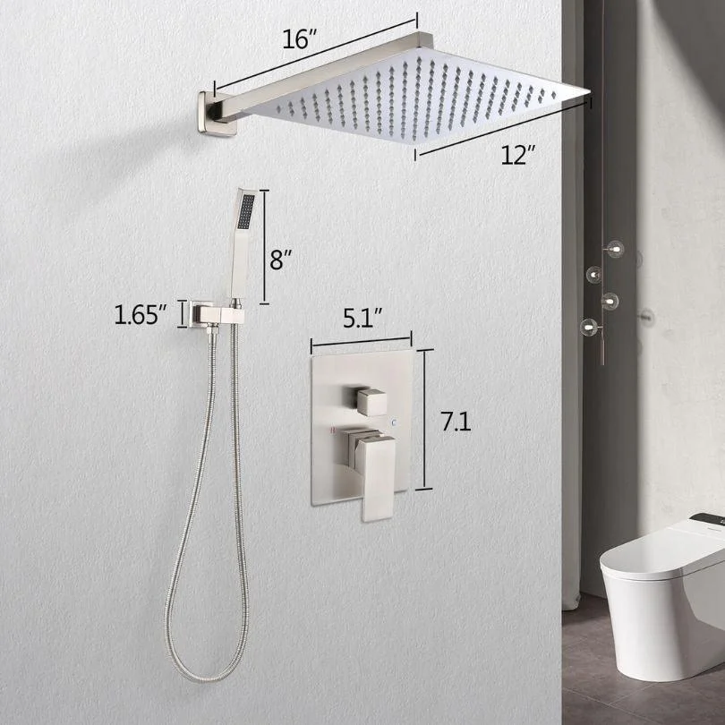 12" Ceiling Mounted Brushed Nickel Rain Shower System -Bathlova