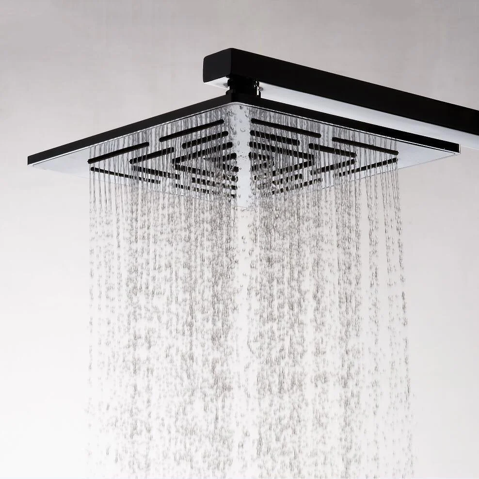 12" Chrome Stainless steel Multiple Holes Water Out Square Rain Shower Head Rainfall Showerheads -Bathlova