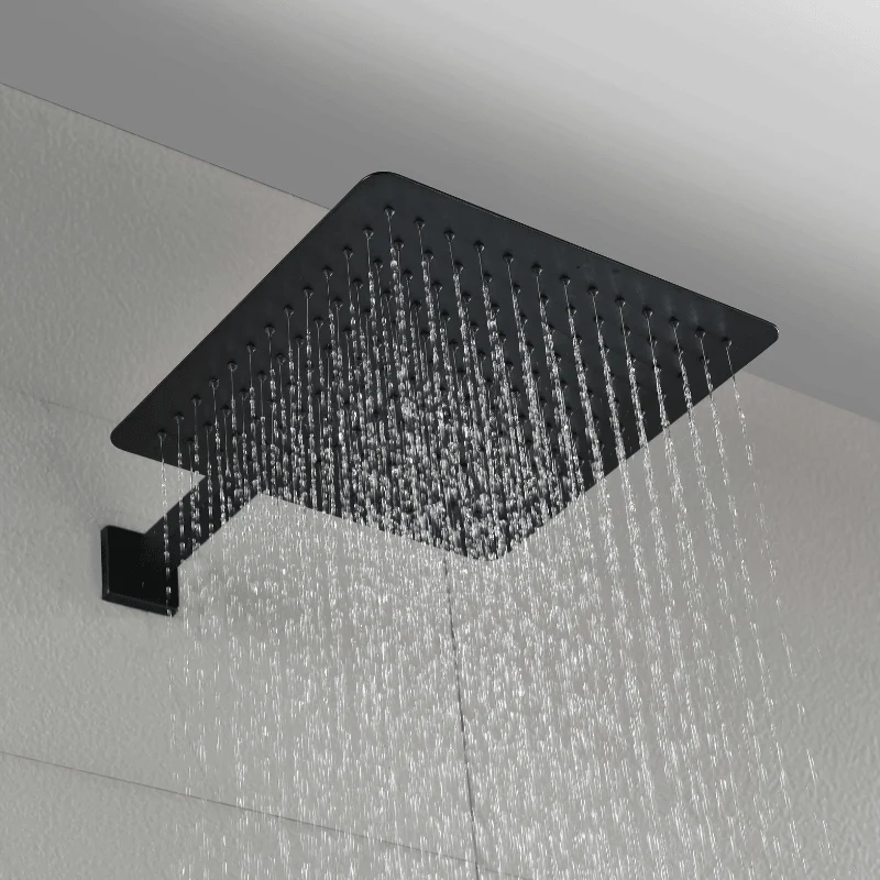 12" Rain Shower Head Systems Wall Mounted Shower - Matte Black -Bathlova