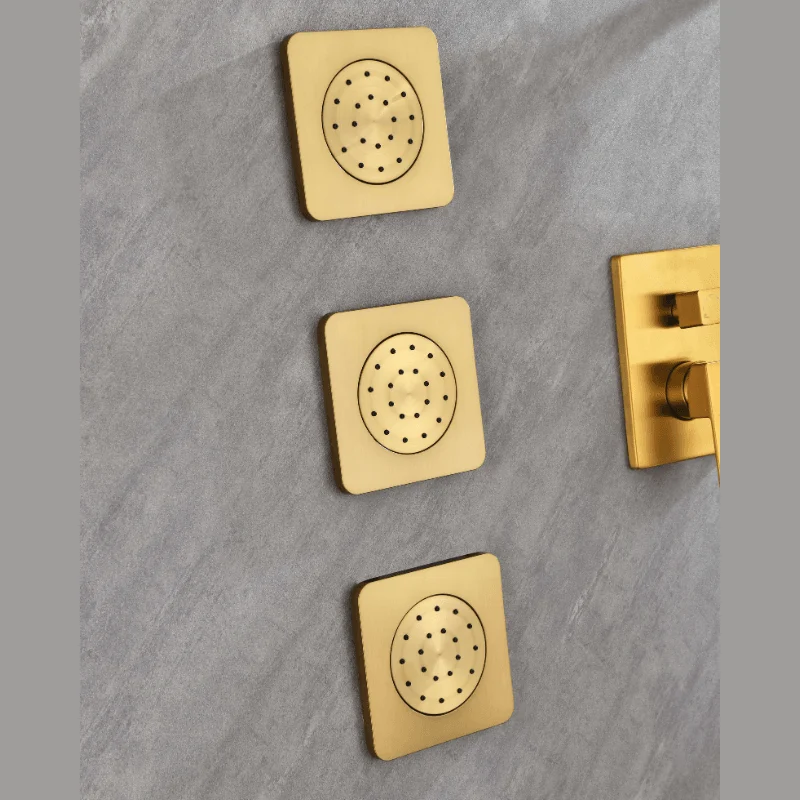 12" Rainfall Shower System with Square Shower Head - Brushed Gold -Bathlova