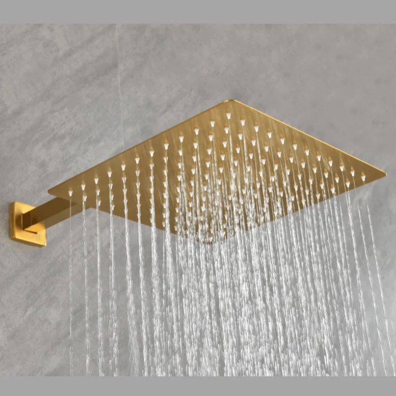 12" Rainfall Shower System with Square Shower Head - Brushed Gold -Bathlova