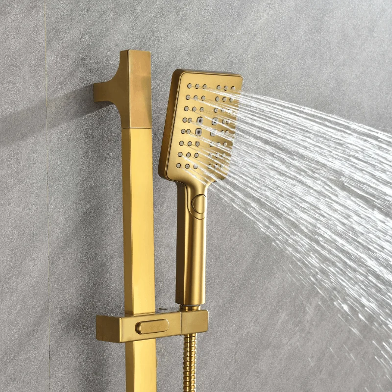 12" Rainfall Shower System with Square Shower Head - Brushed Gold -Bathlova