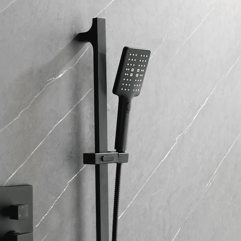 12" Rainfall Shower System with Square Shower Head - Matte Black -Bathlova