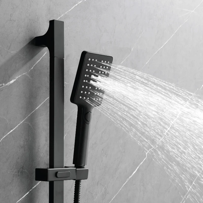 12" Rainfall Shower System with Square Shower Head - Matte Black -Bathlova