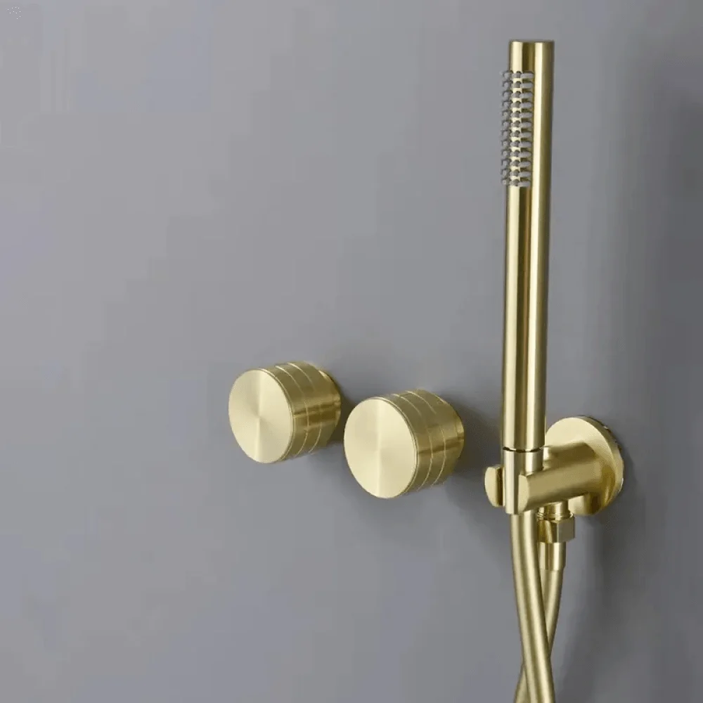 12" Wall-Mounted Rain Shower System with Hand Shower in Brushed Gold -Bathlova