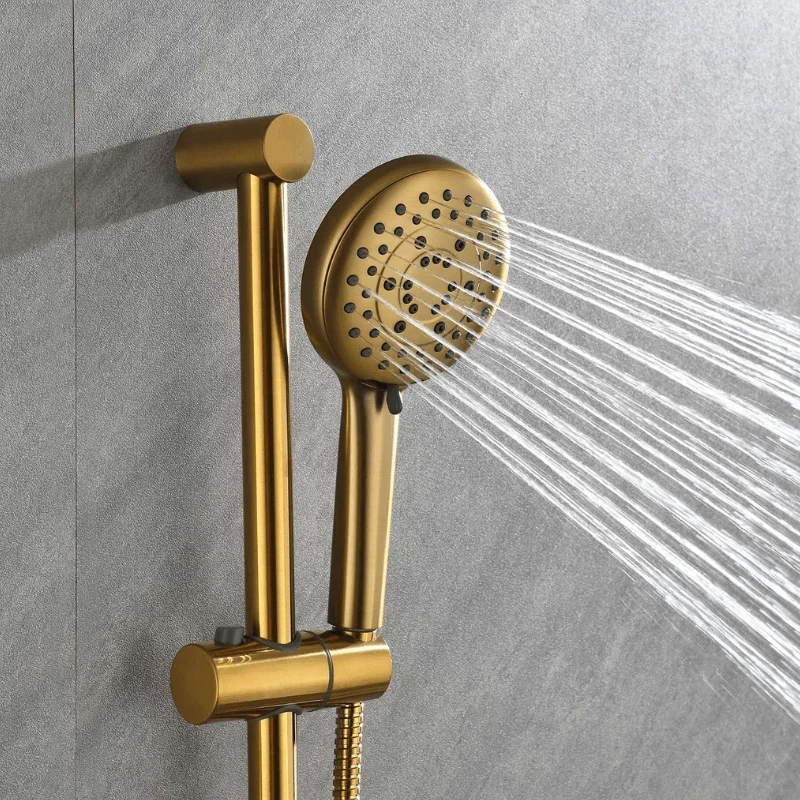 12" Waterfall Rainfall Shower System with Round Shower Head - Brushed Gold -Bathlova