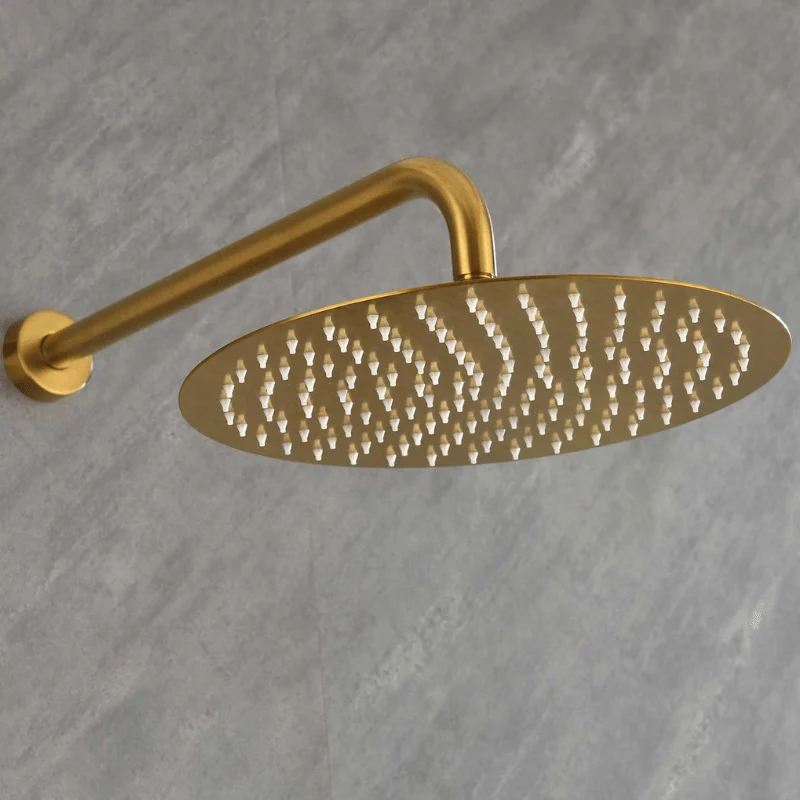 12" Waterfall Rainfall Shower System with Round Shower Head - Brushed Gold -Bathlova