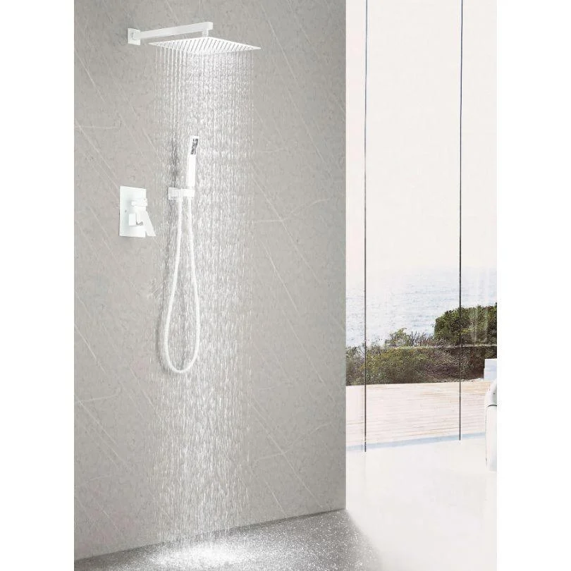 12" White Brass Wall Mounted Rain Shower Head System -Bathlova