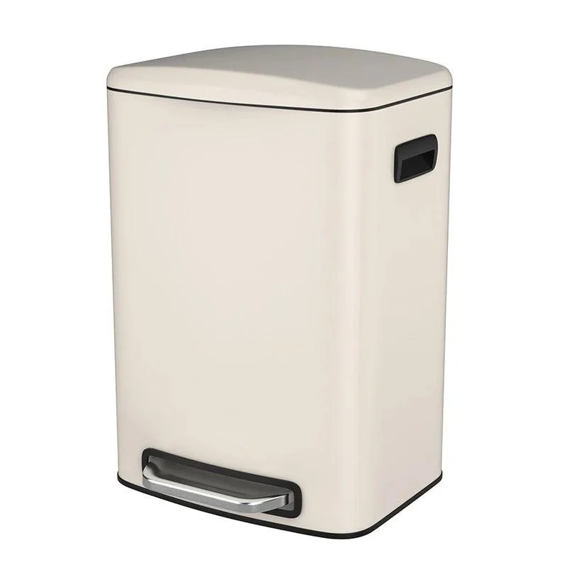 13 Gallon Trash Can with Foot Operated Pedal & Soft Close Lid - 50L Stainless Steel Trash Can in White -Bathlova