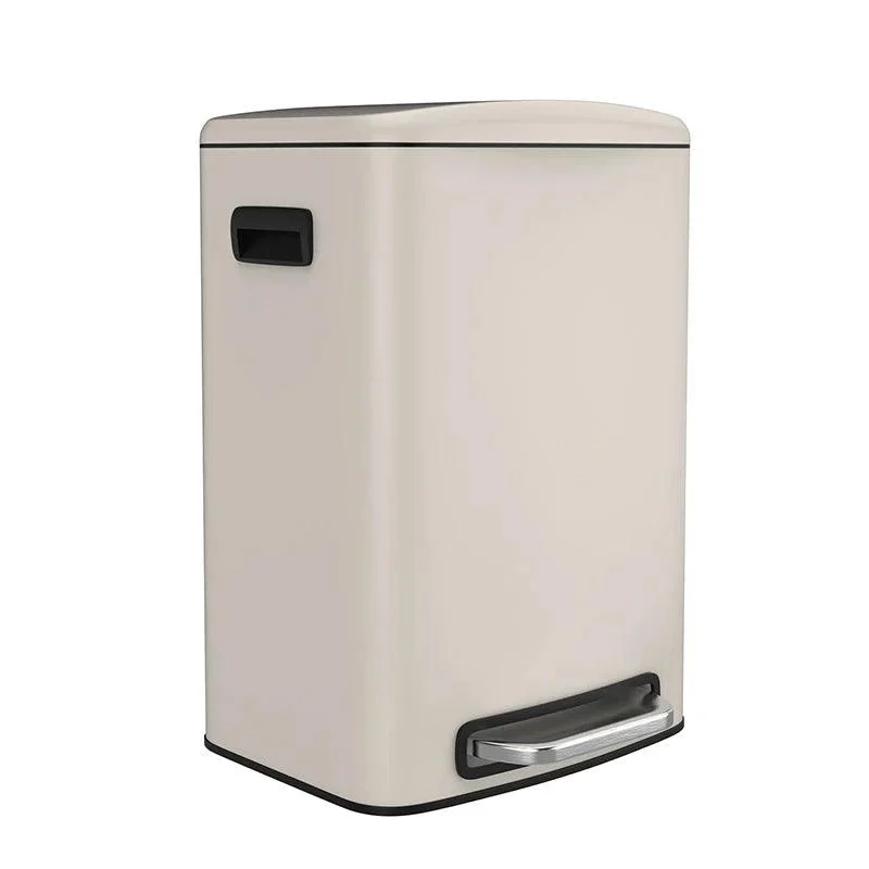 13 Gallon Trash Can with Foot Operated Pedal & Soft Close Lid - 50L Stainless Steel Trash Can in White -Bathlova