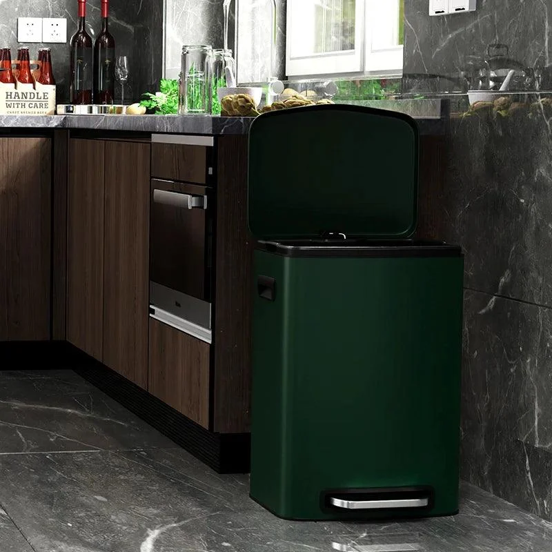 13 Gallon Trash Can with Foot Operated Pedal & Soft Close Lid - 50L Trash Can in Green Finish -Bathlova