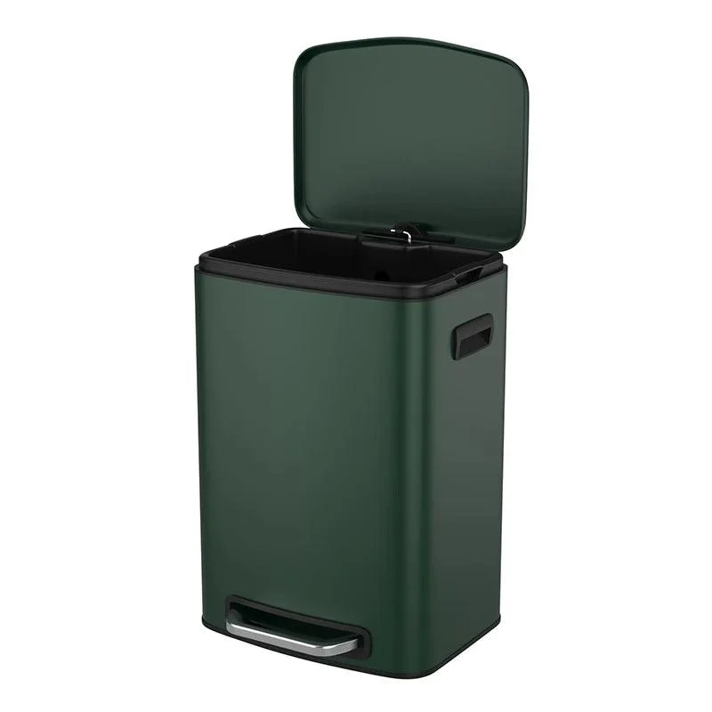 13 Gallon Trash Can with Foot Operated Pedal & Soft Close Lid - 50L Trash Can in Green Finish -Bathlova