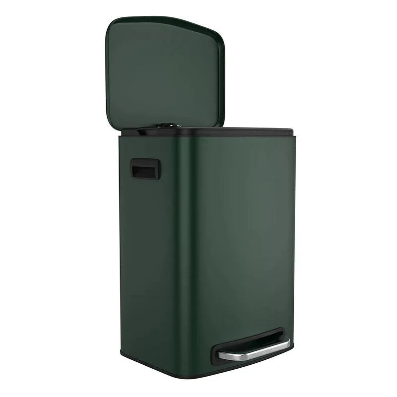 13 Gallon Trash Can with Foot Operated Pedal & Soft Close Lid - 50L Trash Can in Green Finish -Bathlova