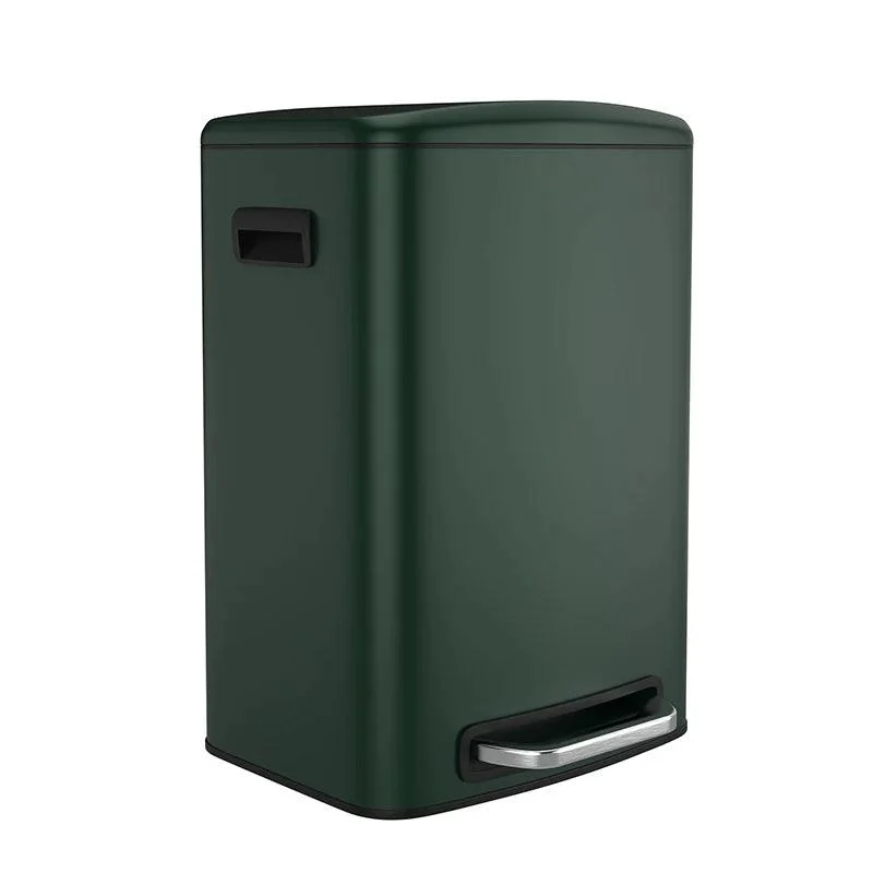 13 Gallon Trash Can with Foot Operated Pedal & Soft Close Lid - 50L Trash Can in Green Finish -Bathlova