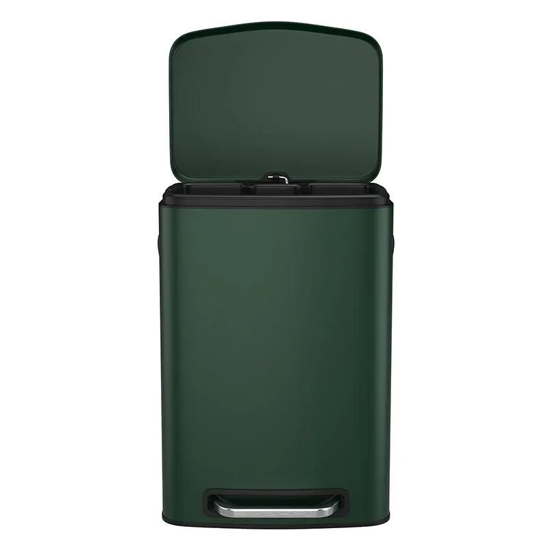 13 Gallon Trash Can with Foot Operated Pedal & Soft Close Lid - 50L Trash Can in Green Finish -Bathlova