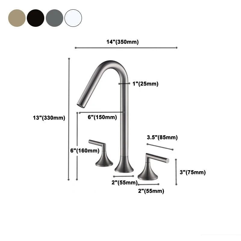 13 Inches Swivel Widespread Bathroom Tap with Drain 2-Handle Bathroom Sink Tap -Bathlova