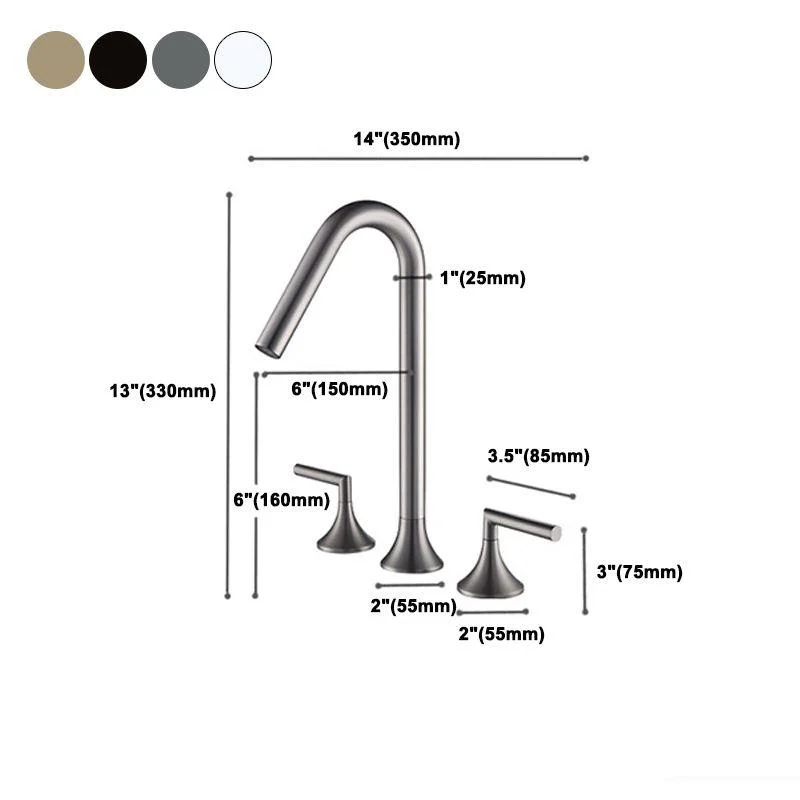 13 Inches Swivel Widespread Bathroom Tap with Drain 2-Handle Bathroom Sink Tap -Bathlova