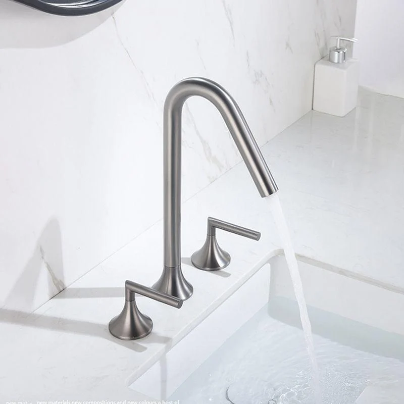 13 Inches Swivel Widespread Bathroom Tap with Drain 2-Handle Bathroom Sink Tap -Bathlova